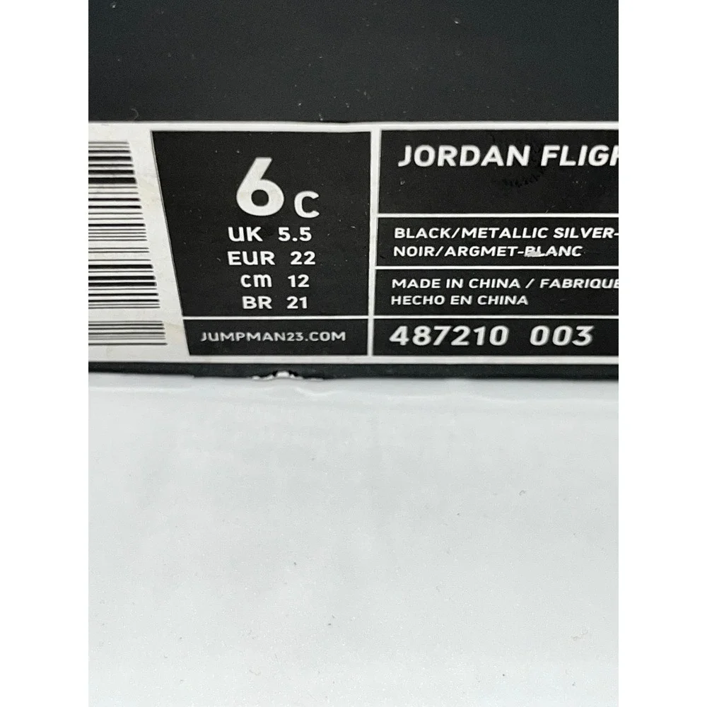 Open Box Jordan Flight Origin Sneakers Black HighTop Hook and Loop Toddler ‎ 6C